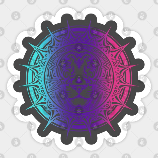 Rainbow head lion tribal Sticker by nelateni